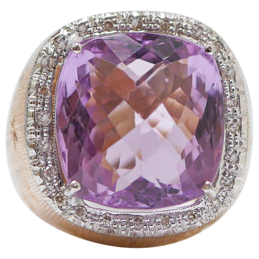 Amatista, Diamantes, Anillo de Oro Rosa. en venta
