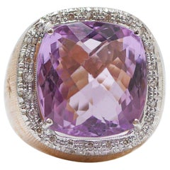 Amethyst, Diamonds, Rose Gold Ring.