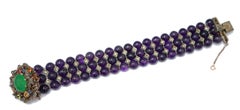 Amethyst, Diamonds, Sapphires, Garnets, Iolite, Rose Gold and Silver Bracelet.