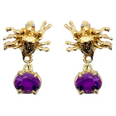 Amethyst Diamonds Yellow Gold Spider Earrings Made in Italy by Rossella Ugolini