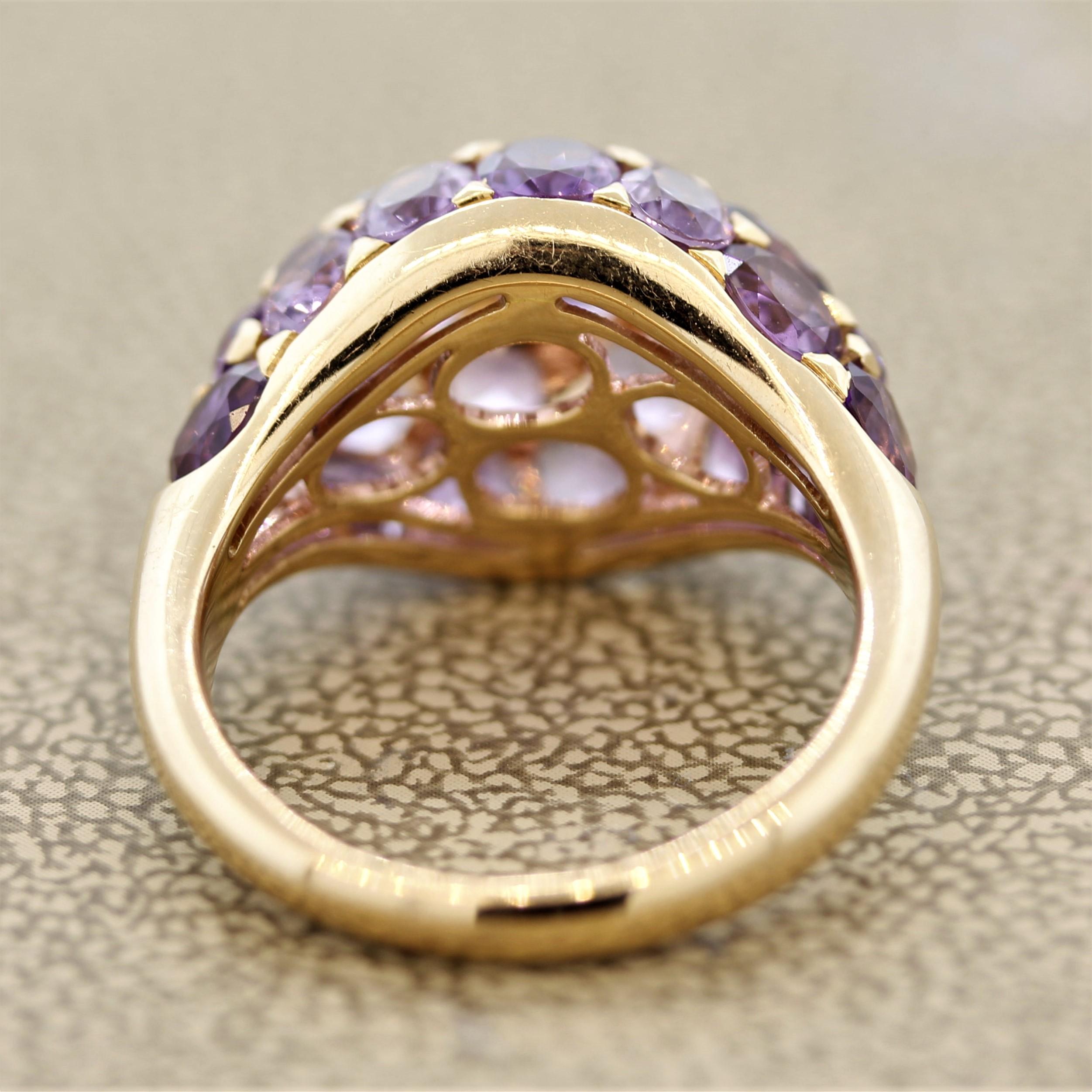 Amethyst Dome Gold Ring In New Condition For Sale In Beverly Hills, CA