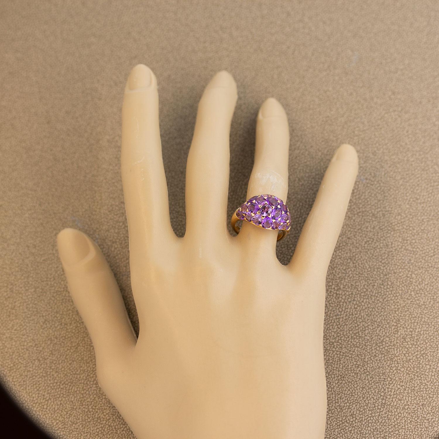 Amethyst Dome Gold Ring For Sale 2