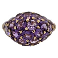 Amethyst Dome Gold Ring