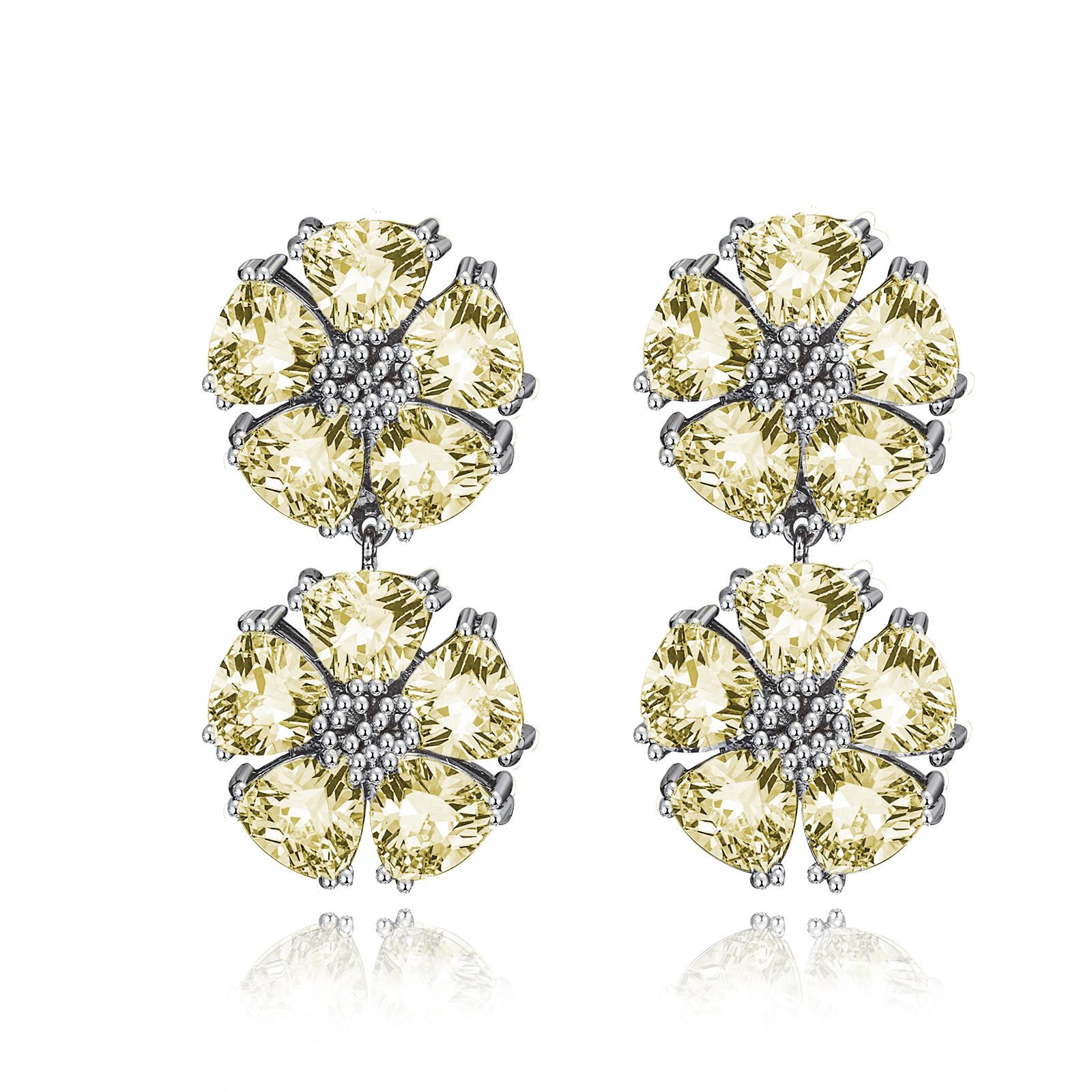 Trillion Cut Amethyst Double Blossom Stone Earrings For Sale