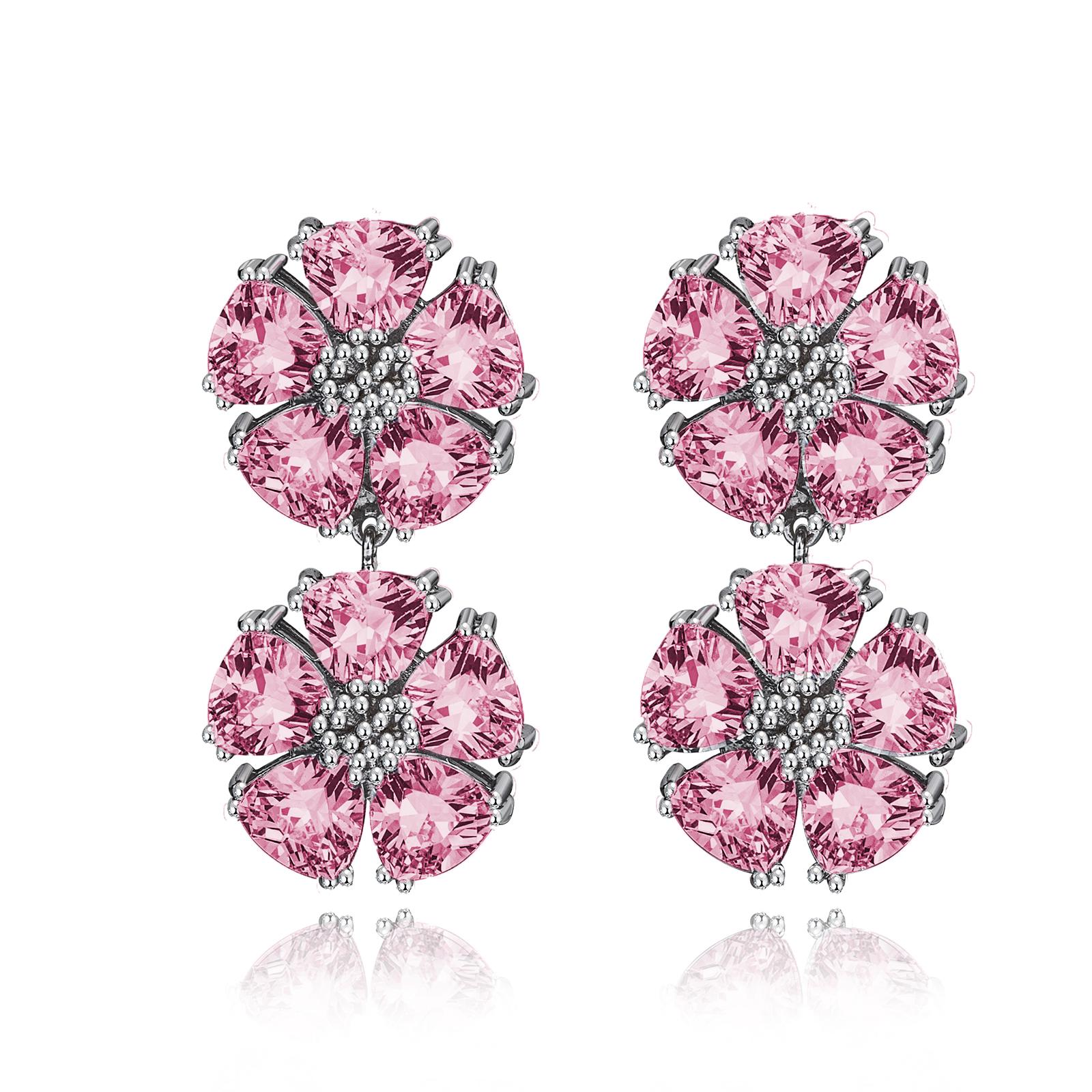 Women's Amethyst Double Blossom Stone Earrings For Sale