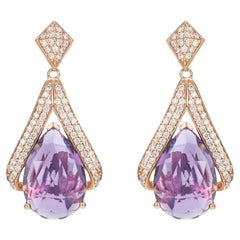 Sunita Nahata, boucles d'oreilles pendantes en or rose 18 carats avec améthyste et diamant blanc