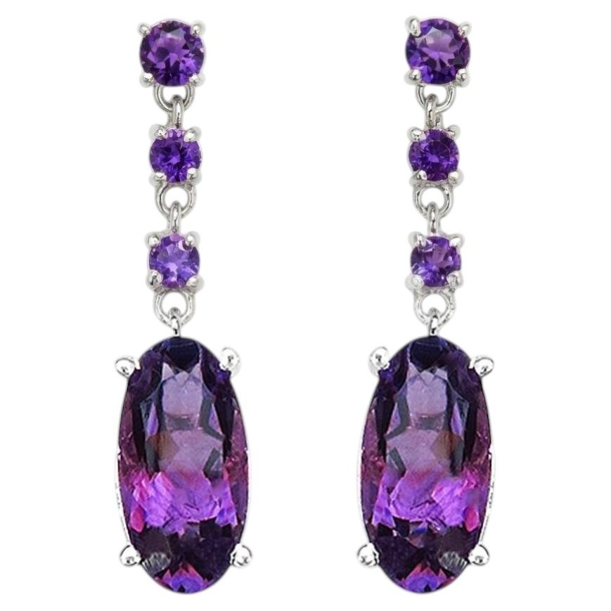 Orecchini con ametista 9,84 carati in argento sterling