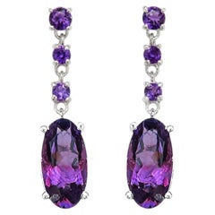 Amethyst Drop Earrings 9.84 Carats Sterling Silver