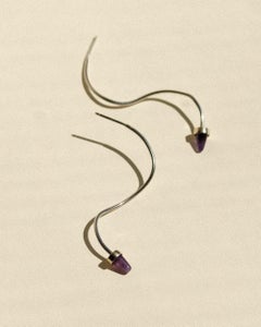 Amethyst Drop Earrings Sterling Silver with Gold Vermeil