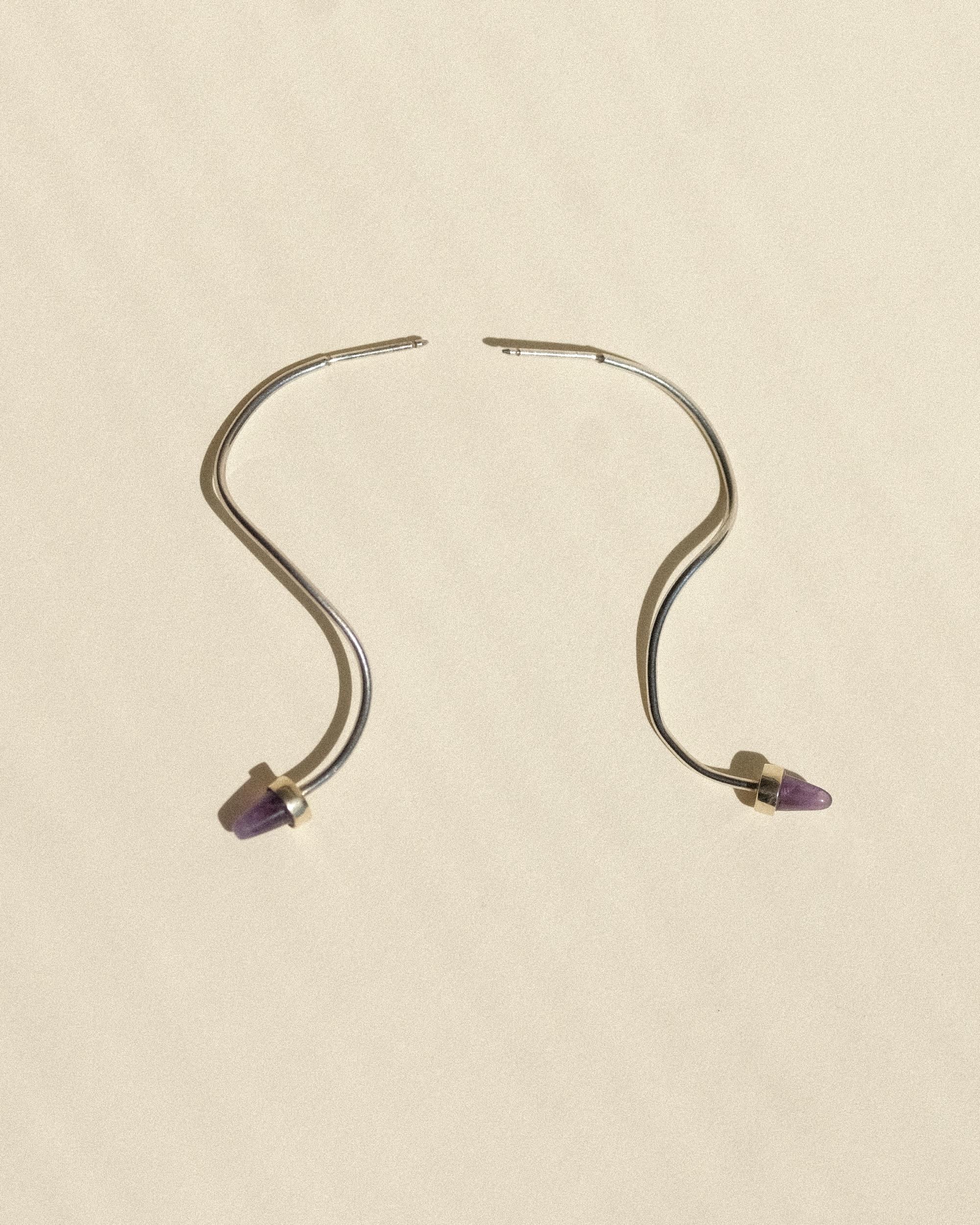 Amethyst Drop Earrings Sterling Silver with Gold Vermeil For Sale 2