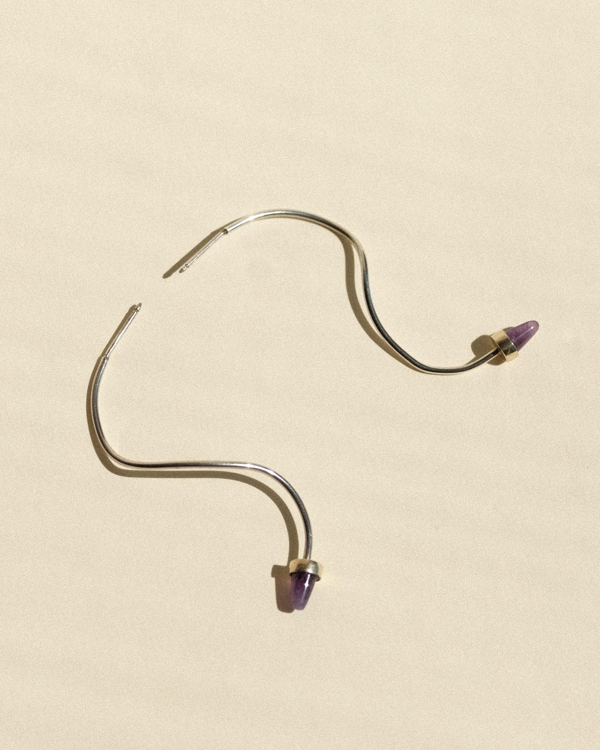 Amethyst Drop Earrings Sterling Silver with Gold Vermeil For Sale 3