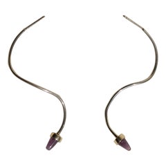 Amethyst Drop Earrings Sterling Silver with Gold Vermeil