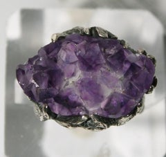 Amethyst druse silver ring 9 size