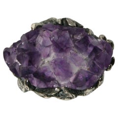 Amethyst druse silver ring 9 size
