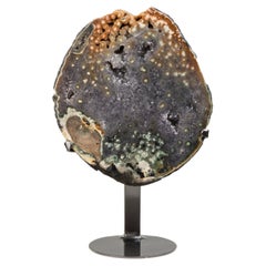 Cuillère en quartz améthyste ressemblant à une tranche de verre de Murano de couleurs psychédéliques