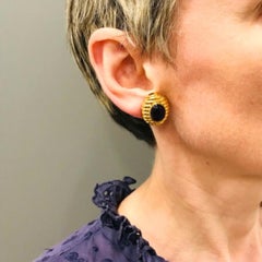 Amethyst Earrings Tambetti Earclips 18k Gold Vintage Jewelry