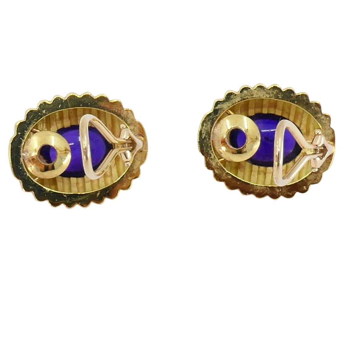 Orecchini in ametista Tambetti, gioielli d'epoca in oro 18k In condizioni ottime in vendita a Beverly Hills, CA