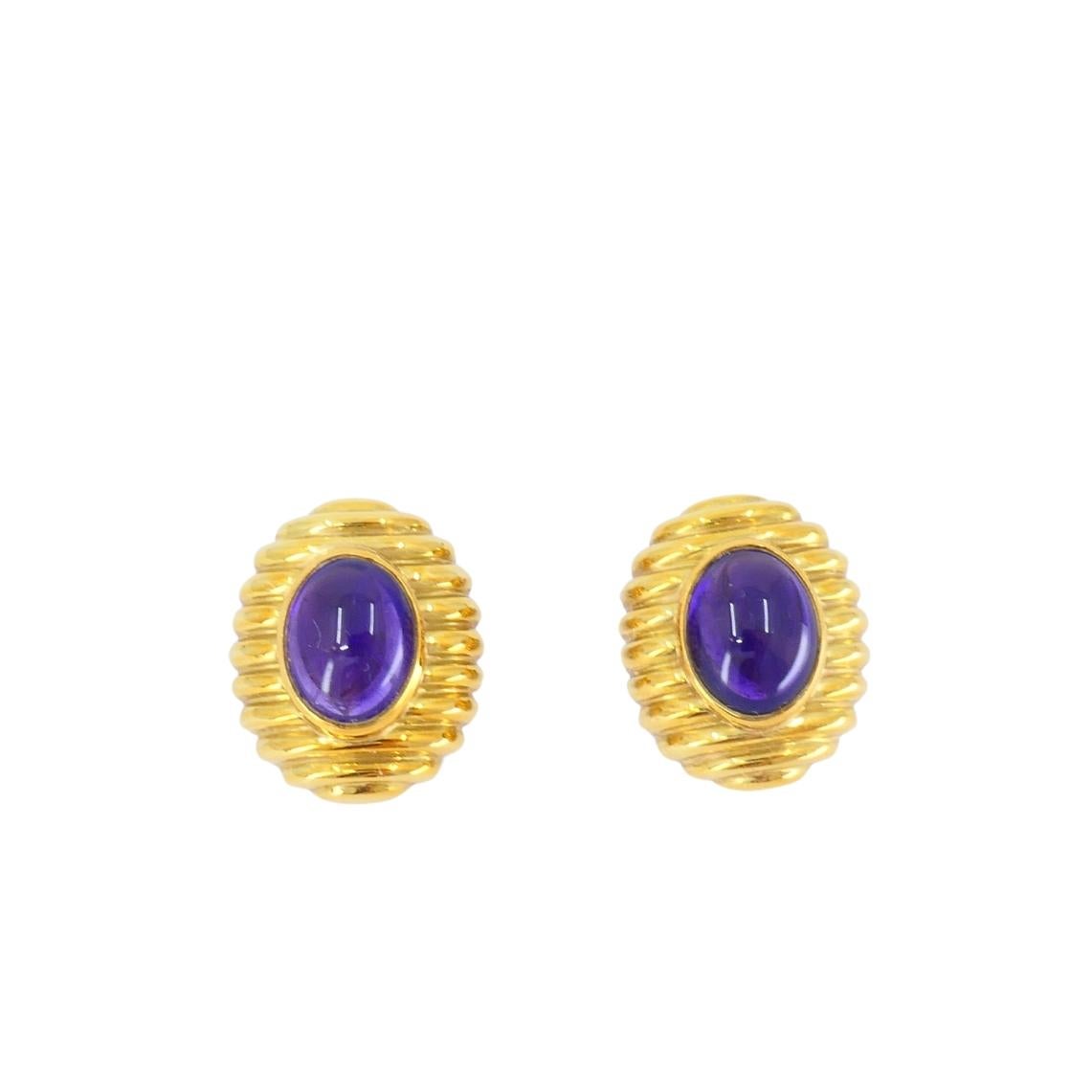 Orecchini in ametista Tambetti, gioielli d'epoca in oro 18k in vendita 2