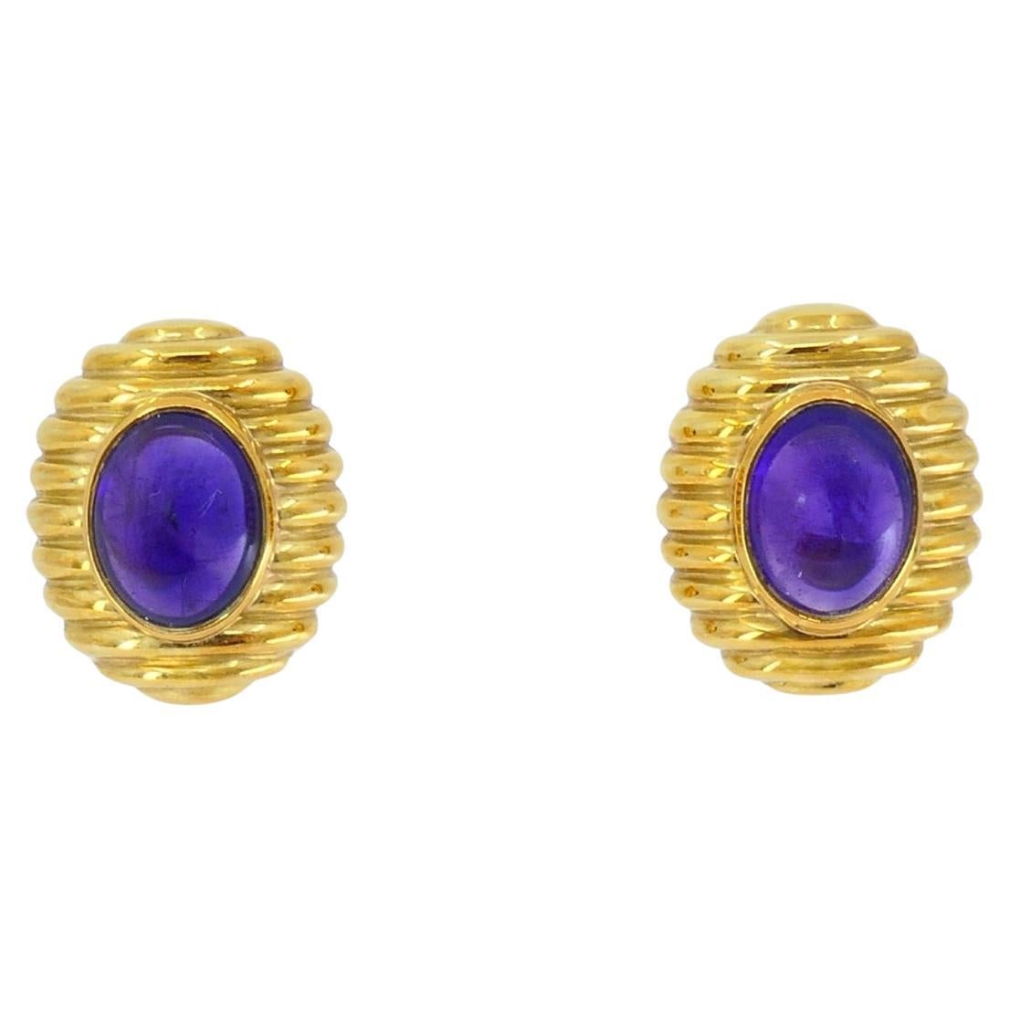 Orecchini in ametista Tambetti, gioielli d'epoca in oro 18k in vendita