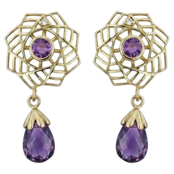 Amethyst earrindgs studs For Sale