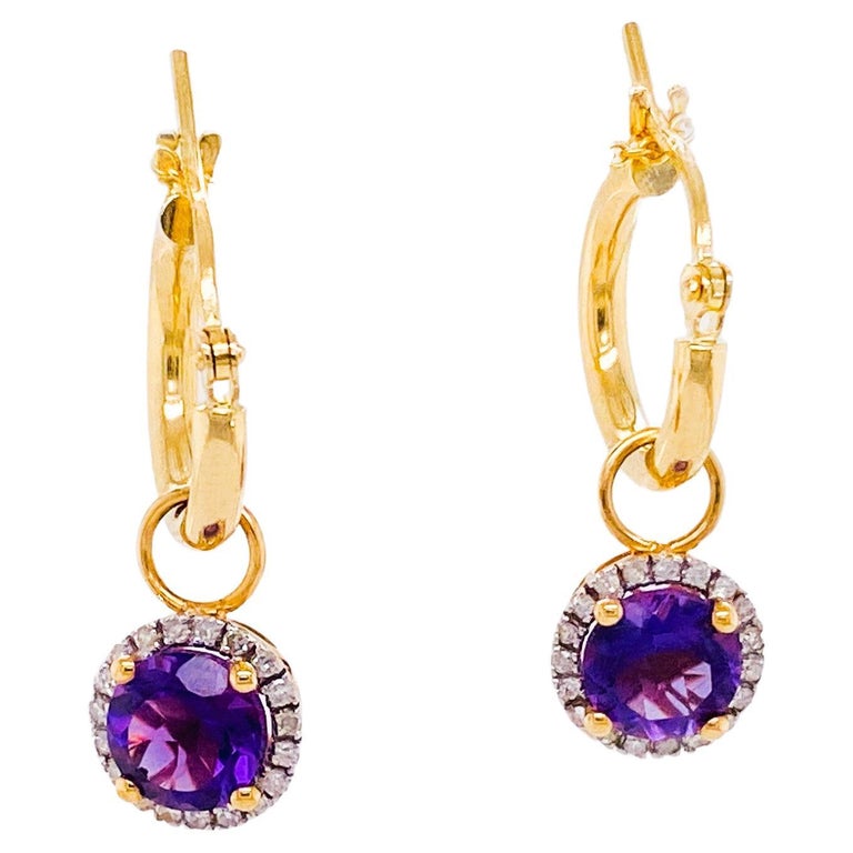 Amethyst Gold Charm Earrings