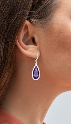 Amethyst Earrings 10 Carats Sterling Silver