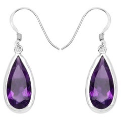 Amethyst Earrings 10 Carats Sterling Silver