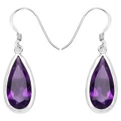 Amethyst Earrings 10 Carats Sterling Silver