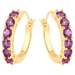 Amethyst Earrings 1.18 Carats Gold Plated Silver