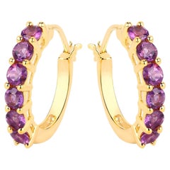 Pendientes Amatista 1.18 Quilates Plata Chapada en Oro
