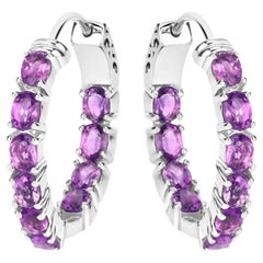 Amethyst Earrings 3.18 Carats Sterling Silver