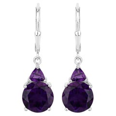 Amethyst Earrings 5.26 Carats Sterling Silver