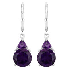 Amethyst Earrings 5.26 Carats Sterling Silver