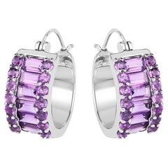 Amethyst Earrings 5.52 Carats Sterling Silver