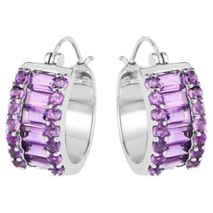 Amethyst Earrings 5.52 Carats Sterling Silver