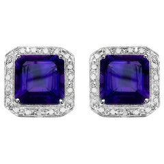 Amethyst Ohrringe Diamant Halo 9,3 Karat Silber