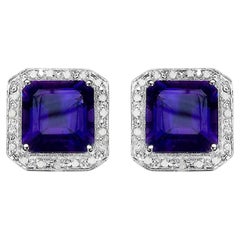 Pendientes de amatista Halo de diamantes 9,3 quilates Plata