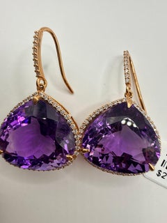 Amethyst earrings large 14KT rose gold
