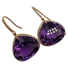 Amethyst earrings large 14KT rose gold