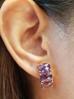 Amethyst Earrings Set in 18 Karat Gold Settings