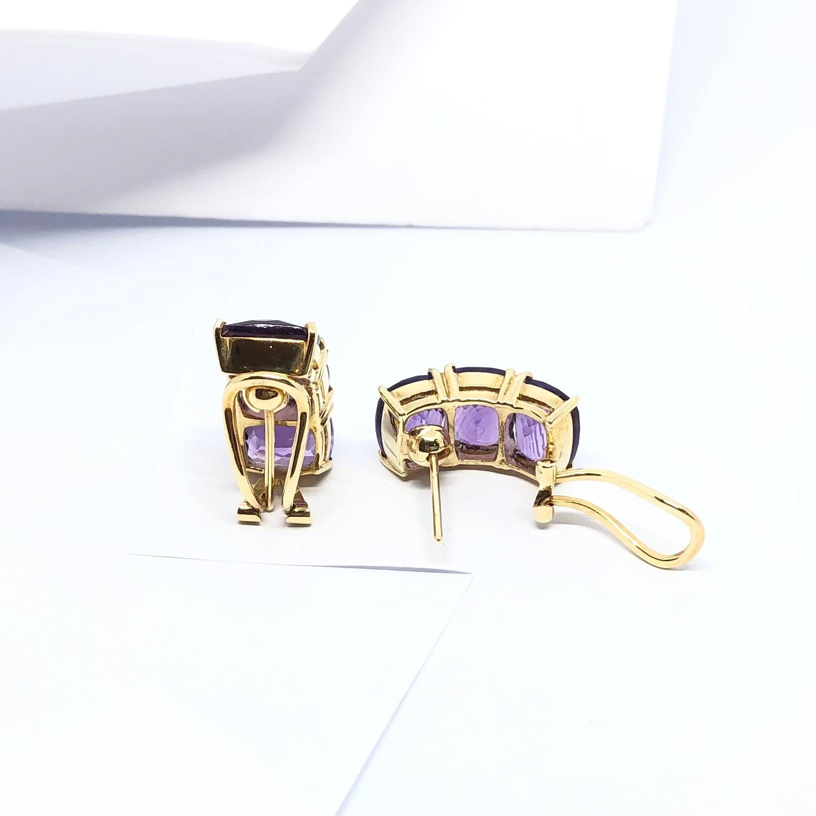 Contemporary Amethyst Earrings Set in 18 Karat Gold Settings For Sale