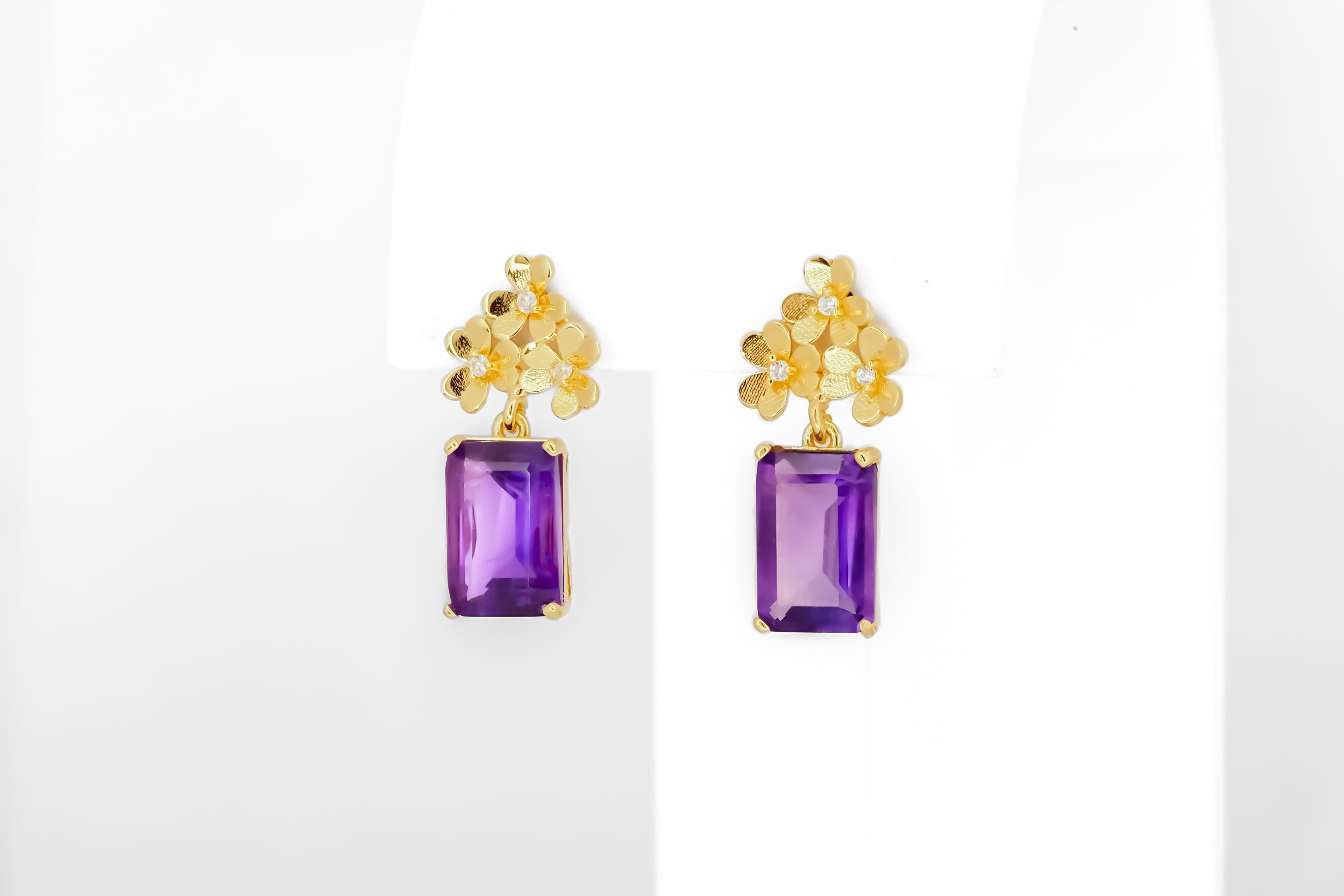 Amethyst  earrings studs. In New Condition In Istanbul, TR
