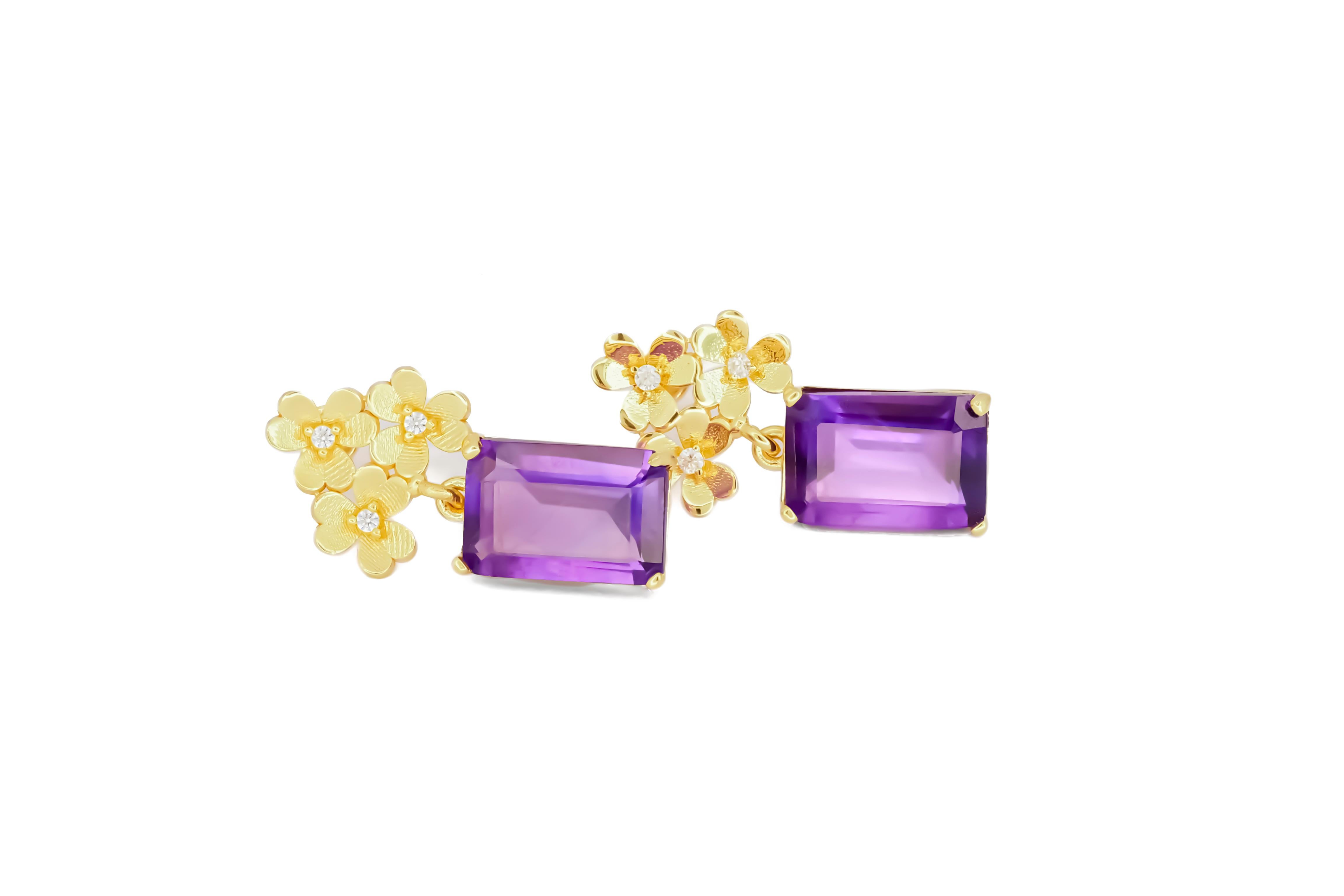 Genuine Amethyst  earrings studs. For Sale 2