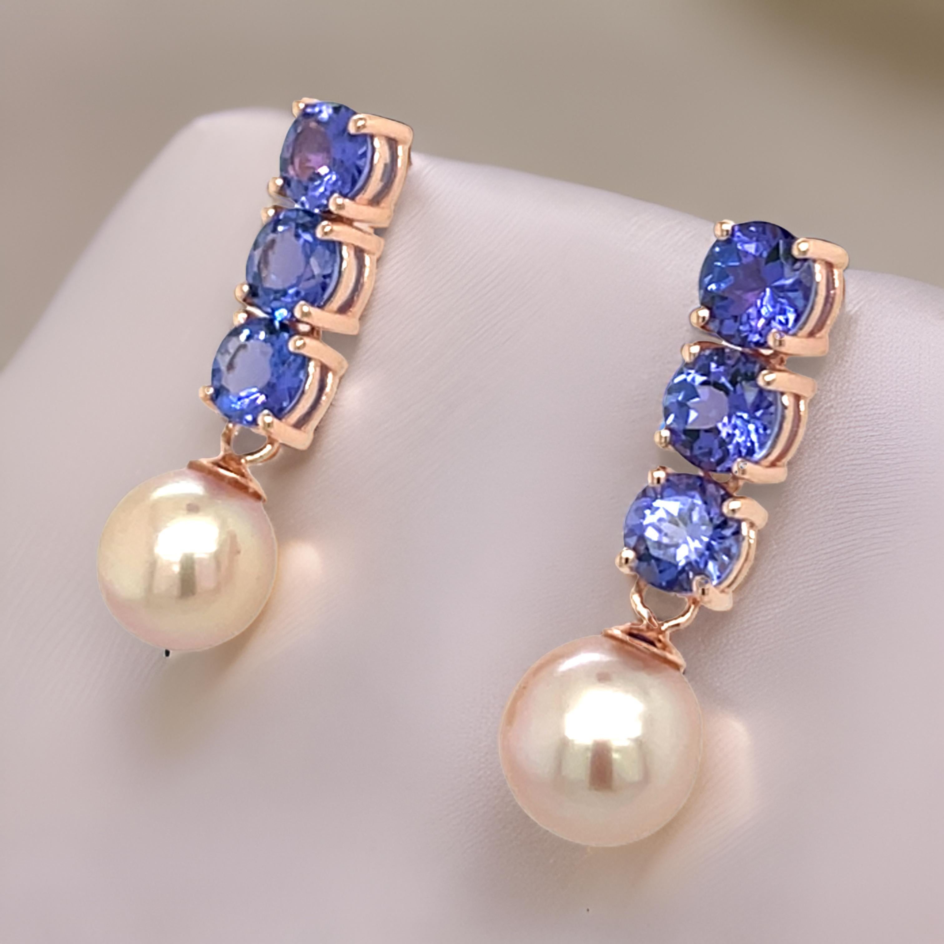 Art Deco 925 Sterling Silver Natural Tanzanite 5.5mm Round Faceted Cut Studs Earrings For Sale
