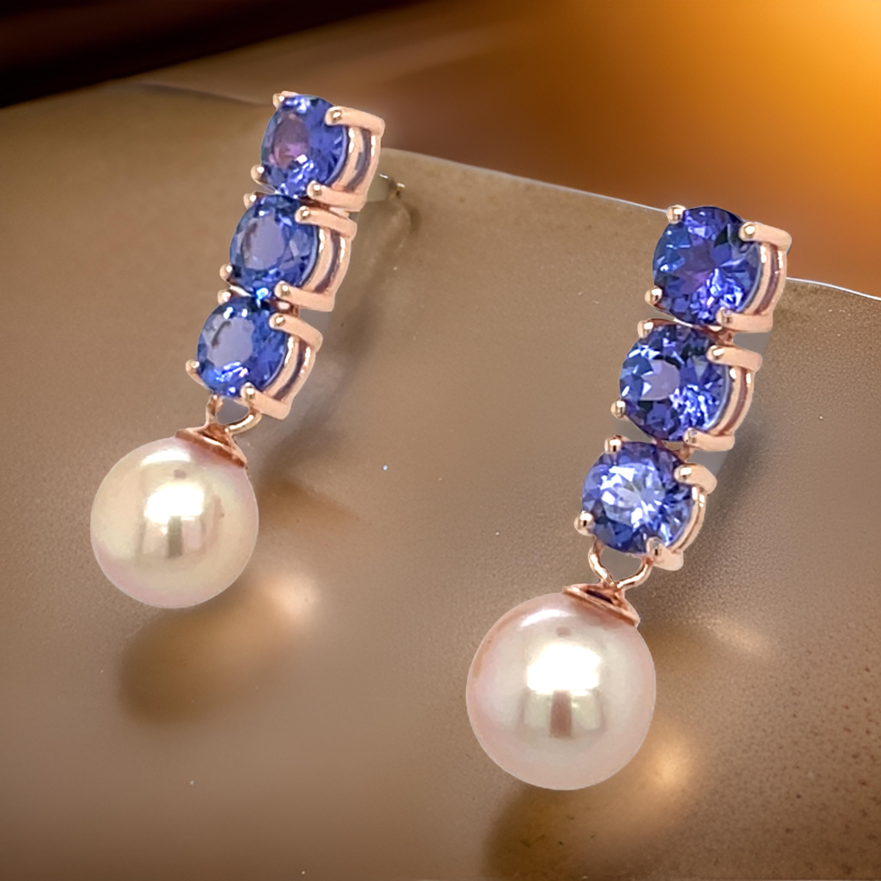 Round Cut 925 Sterling Silver Natural Tanzanite 5.5mm Round Faceted Cut Studs Earrings For Sale