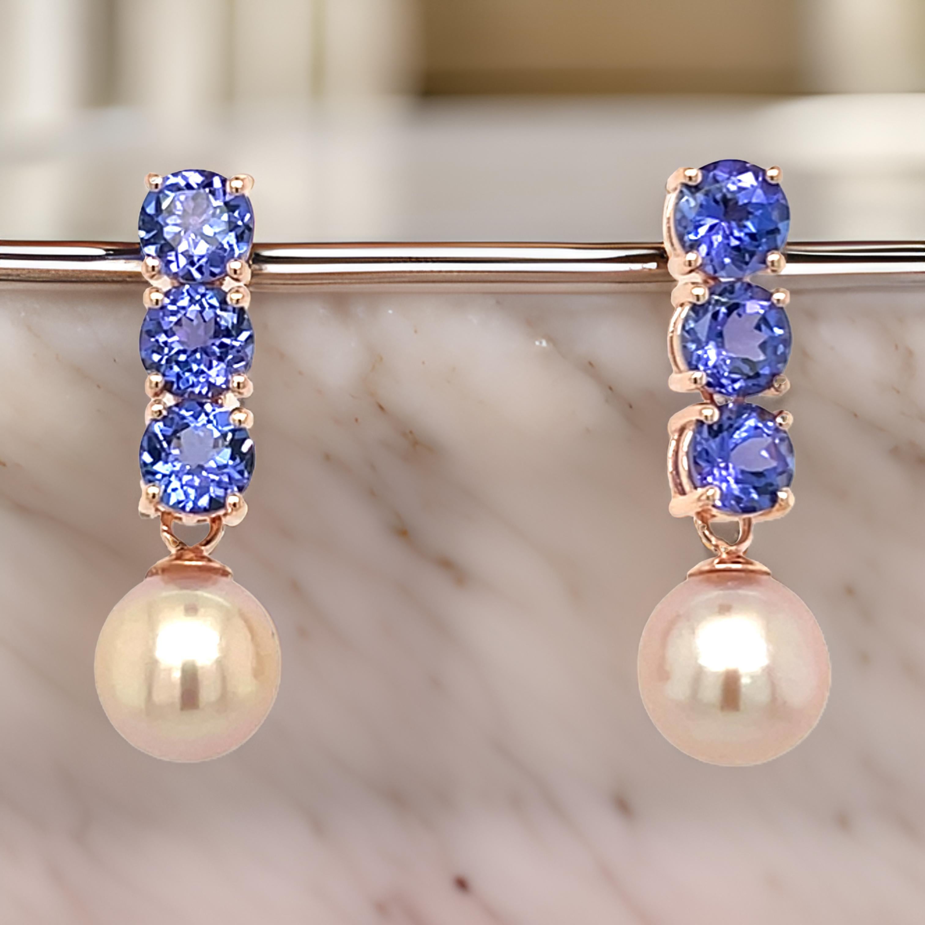 925 Sterling Silver Natural Tanzanite 5.5mm Round Faceted Cut Studs Earrings In New Condition For Sale In New York, NY