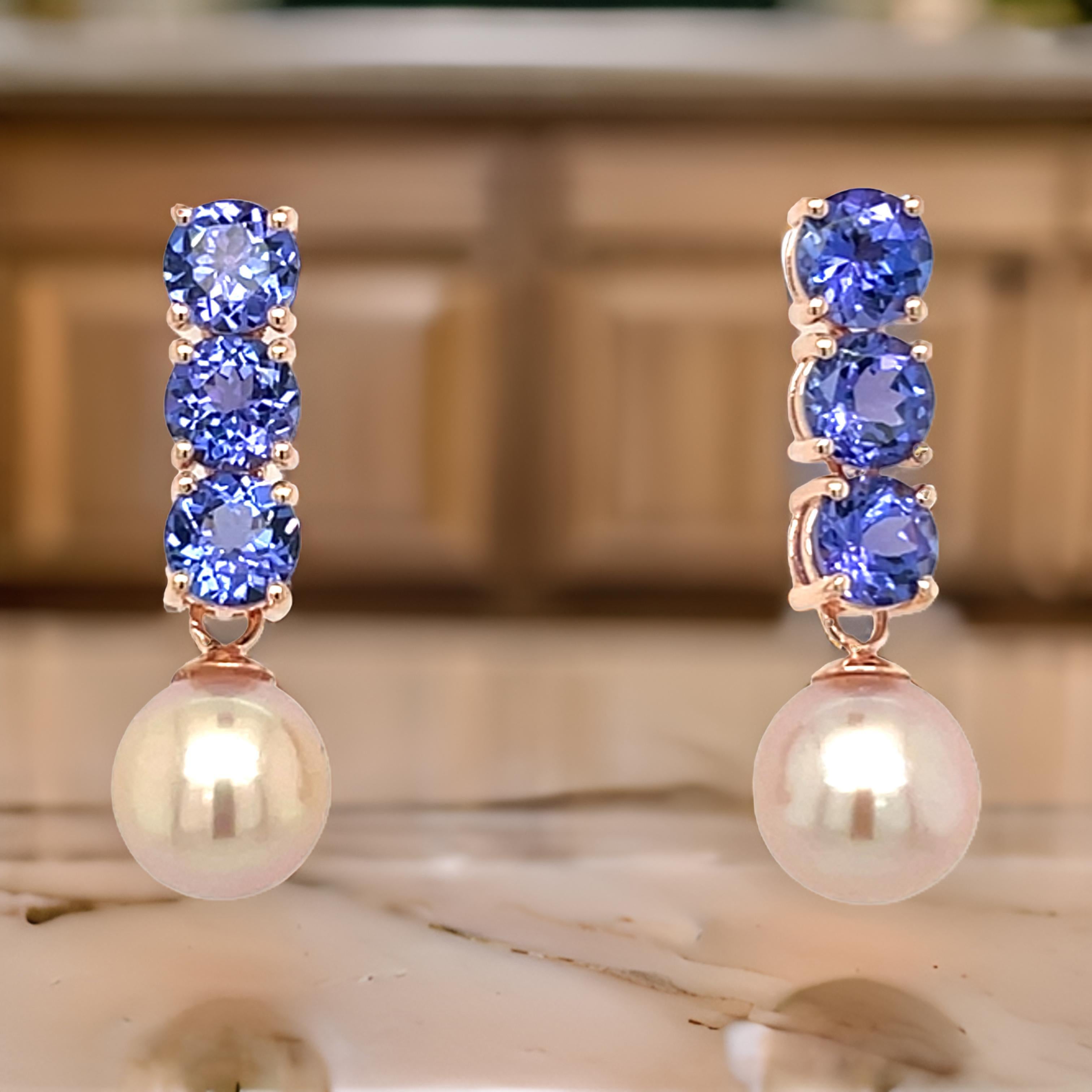 Women's 925 Sterling Silver Natural Tanzanite 5.5mm Round Faceted Cut Studs Earrings For Sale