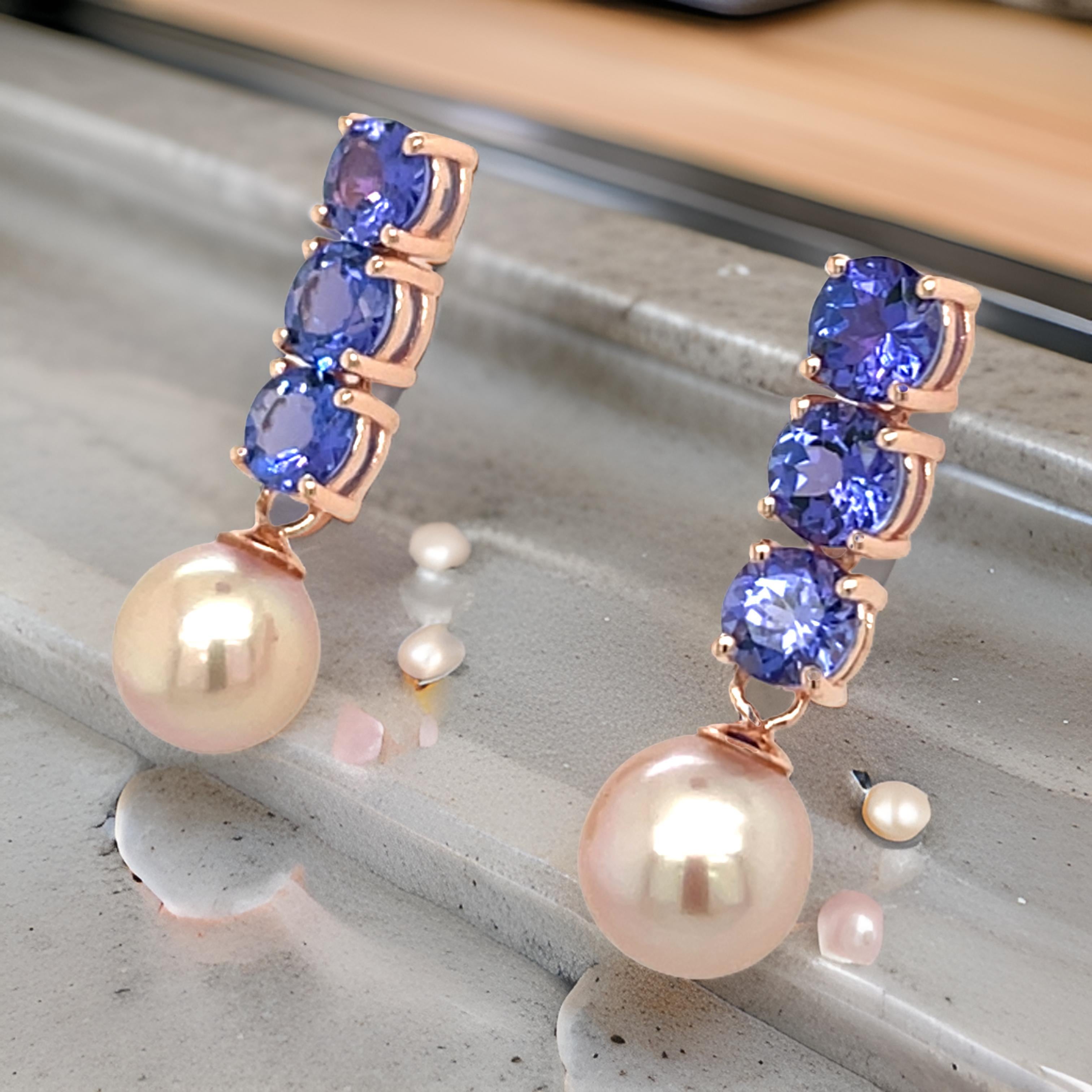 925 Sterling Silver Natural Tanzanite 5.5mm Round Faceted Cut Studs Earrings For Sale 1