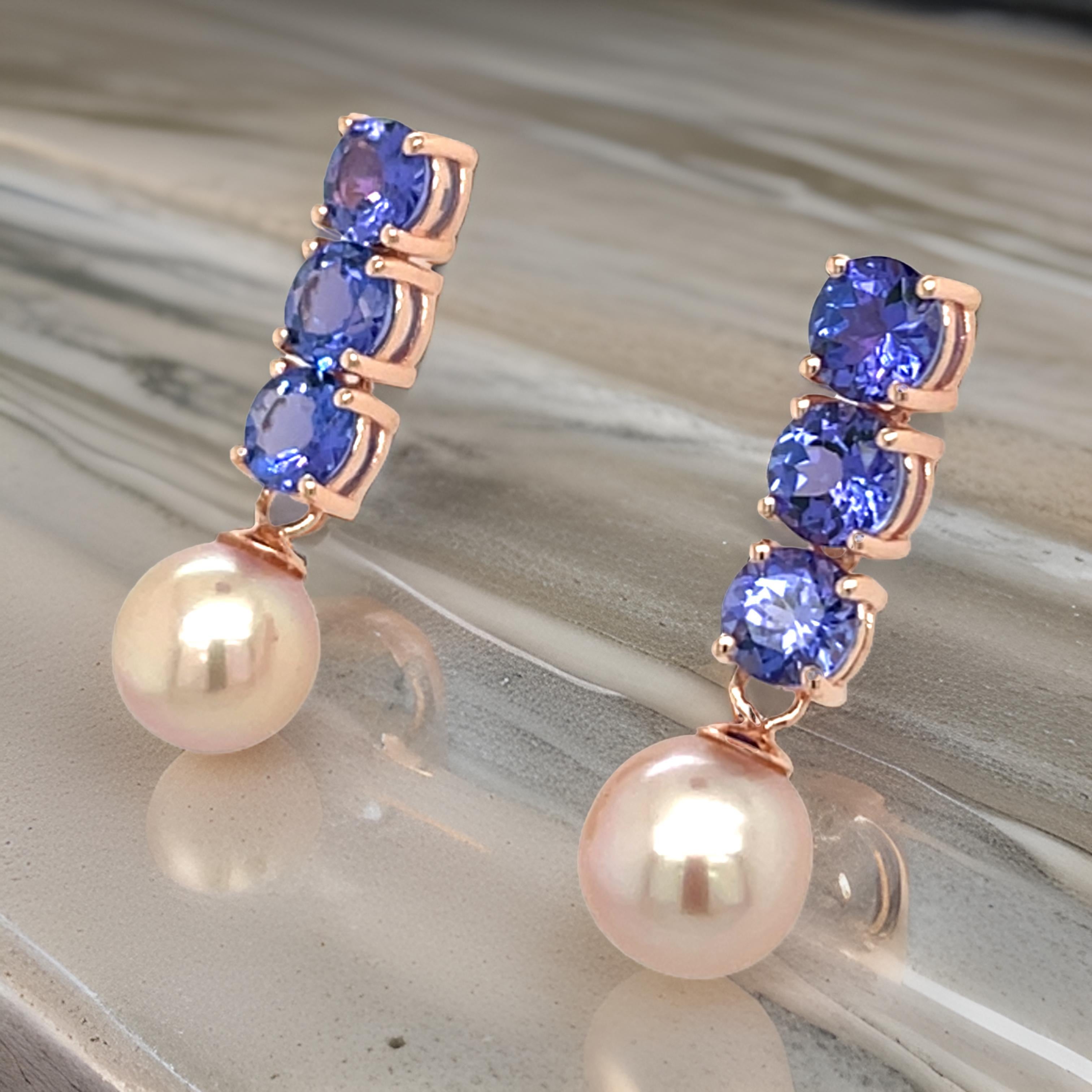 925 Sterling Silver Natural Tanzanite 5.5mm Round Faceted Cut Studs Earrings For Sale 2