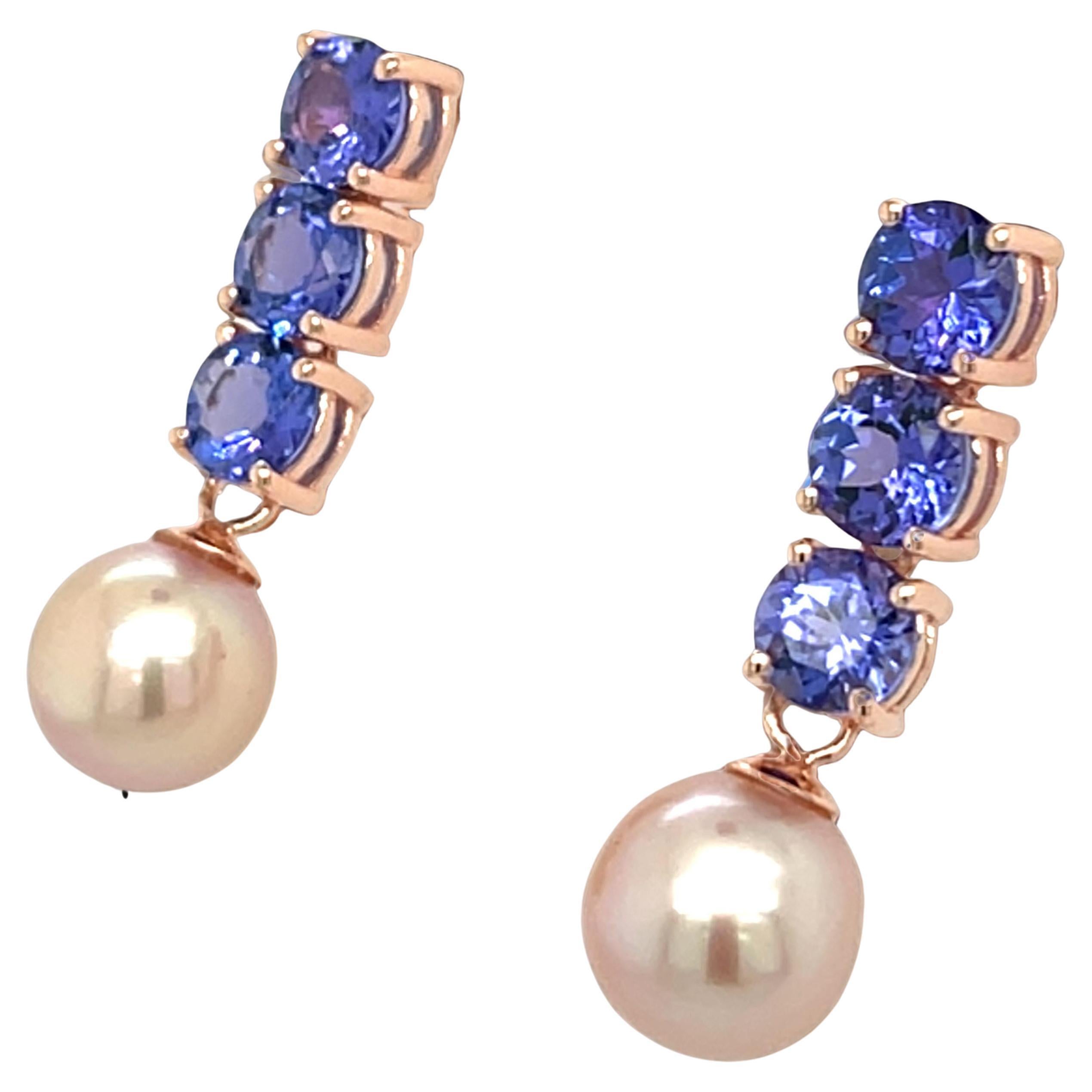 925 Sterling Silver Natural Tanzanite 5.5mm Round Faceted Cut Studs Earrings